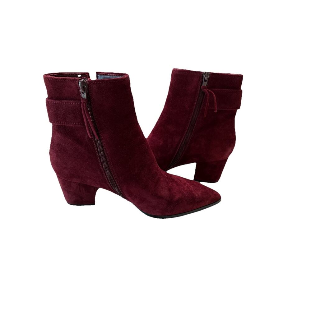 Footnotes Women’s Size 7 Suede Ankle Booties Red Burgundy W/ Tassle Y2K style - Picture 5 of 9